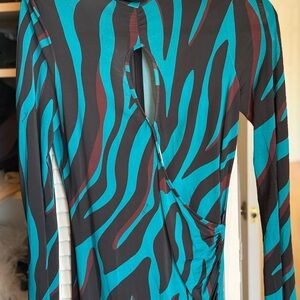 Pinko Teal and Black Striped Dress